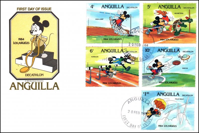 Anguilla 559-568 Disney's Set of Three U/A FDC