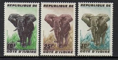 Ivory Coast 1959 Elephant VF MNH (167-9)
