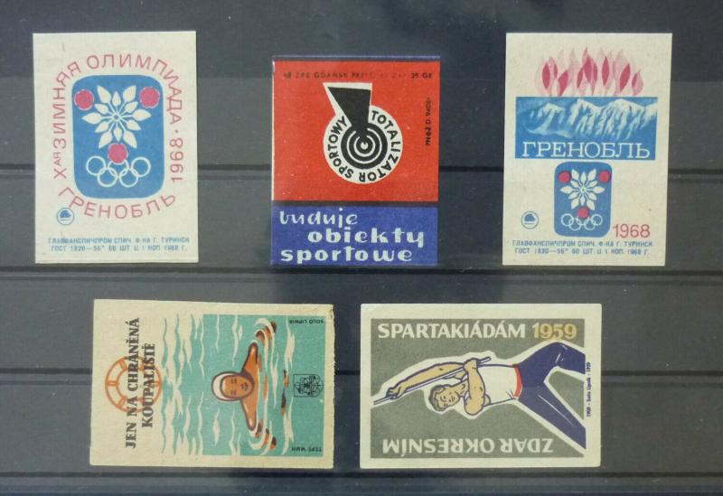 Match Box Labels ! sport olimpic games swimming GN3