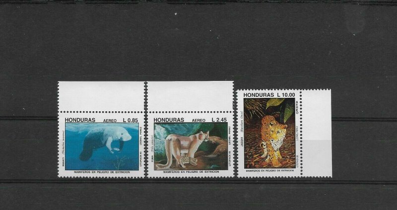 HONDURAS 1993 ENDANGERED FAUNA MAMMALS SET OF 3 VALUES C897/99 MINT NH