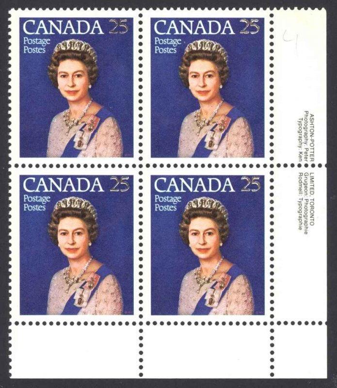 Canada Sc# 704 MNH PB LR 1977 25¢ Queen Elizabeth II