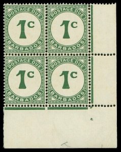 Barbados 1934 Postage Due 1c green ST EDWARDS CROWN ERROR fine MNH. SG D4,D4ac.