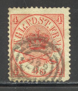 Denmark Scott 13 Used H - 1864 4s Royal Emblems - SCV $8.00