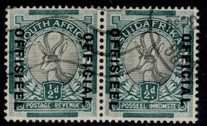 SOUTH AFRICA GV SG O12, ½d grey & green, FINE USED.