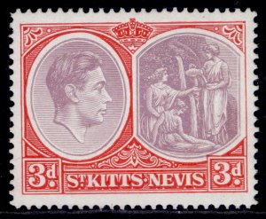 ST KITTS-NEVIS GVI SG73c, 3d reddish lilac & scarlet, NH MINT.