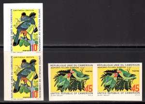 Cameroun 1972 Sc# 554/555 TOURACO & LOVEBIRDS  Pair (2) Imperforated MNH