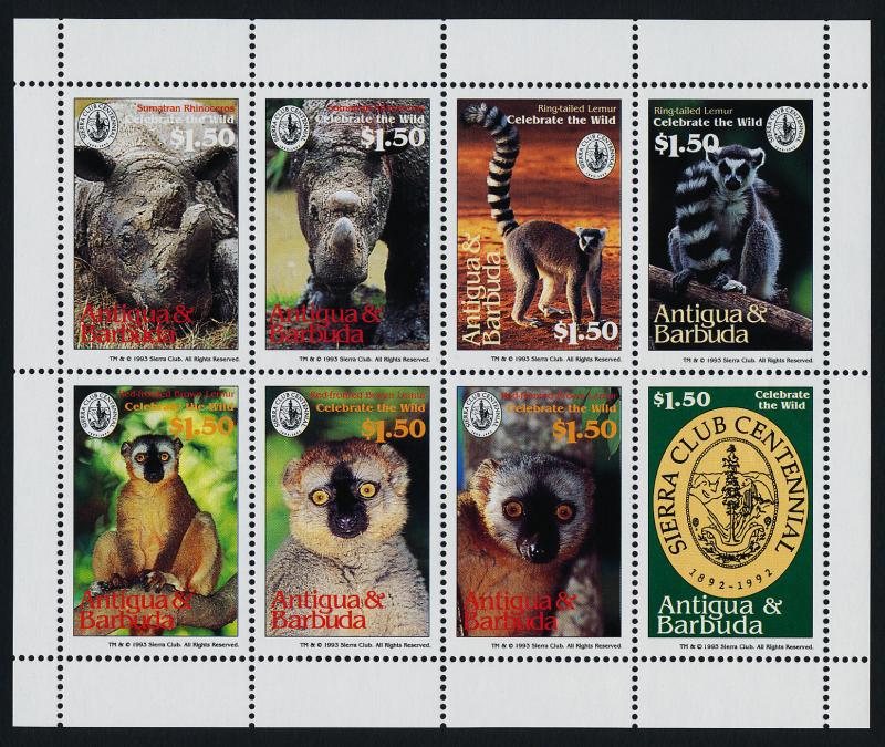 Antigua 1776-7 MNH Animals, Rhino, Elephant, Leopard, Lemur