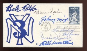 6  Baseball Player Signed Babe Ruth Memorial Cover DC2921