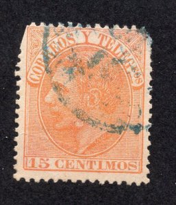 Spain 1882 15c reddish orange Alfonso XII, Scott 252a used, value = 45c