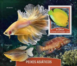St Thomas - 2021 Asian Fish, Angelfish - Stamp Souvenir Sheet - ST210518b