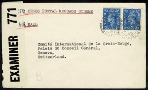 G.B.KG VI 1943 RED CROSS MESS SCHEME COVER WITH PAIR of SG 489 IN FAIR CONDITION