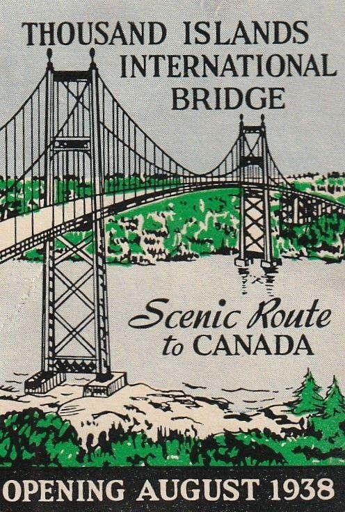 Great Thousand Islands Bridge, New York State, US Poster Stamp. 1938. 45x65mm