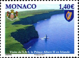 Monaco 2011 MNH Stamps Scott 2622 Irland Visit Sea Shore Coats of Arms