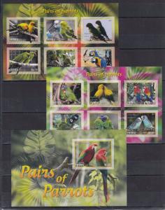 11pcs Nature Animals Birds PARROTS Paradise Imperf Nice set (private issue) FG4