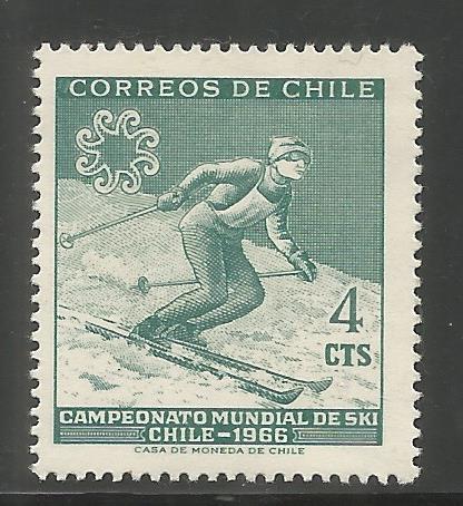 CHILE  350  MINT HINGED,  SKIER, WORLD SKIING CHAMPIONSHIPS, CHILE, 1966