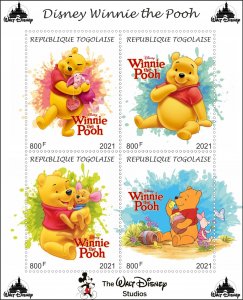 Stamps.Cartoons ,Winnie The Pooh 2021 year, sheet 1  perforated