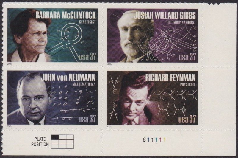 3909a American Scientists Plate Block MNH