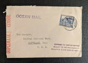 1941 Johannesburg South Africa Censored Ocean Mail Cover to Cleveland Ohio USA