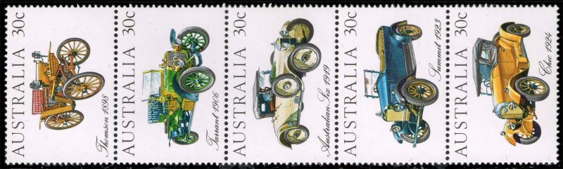 Australia #892 Vintage Cars Strip of 5; MNH