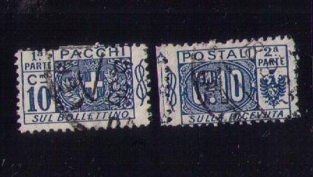 ITALY Scott #Q8 Back of Book USED Complete Pair Seperated Center F-VF