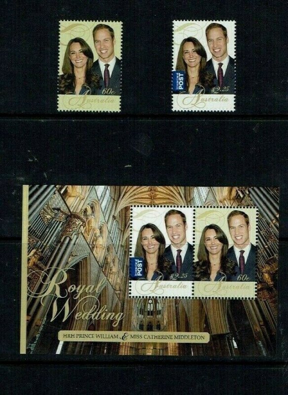 Australia: 2011,  Royal Wedding, Prince William,  MNH set + M/Sheet