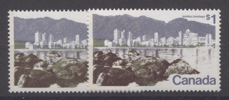 Canada #599aiv $1 Vancouver P.13.3 Agate Rocks MF Paper Type 2 UL VF-80 NH