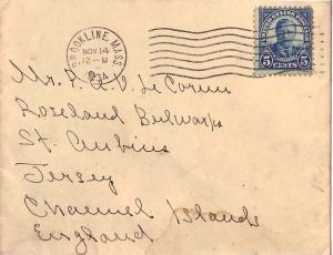 United States Massachusetts Brookline 1934 machine  5c Roosevelt Fourth Burea...