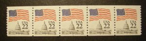 Scott 2115a, 22 cent Flag, PNC5 #1, MNH Coil Beauty