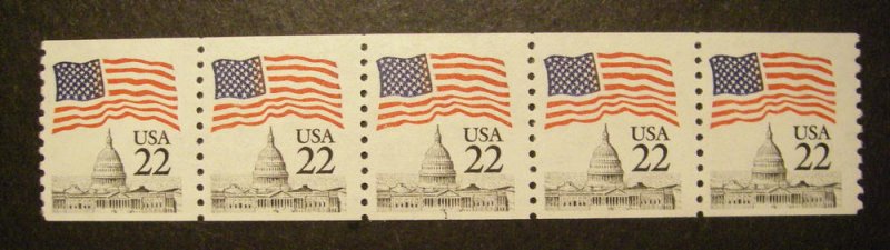 Scott 2115a, 22 cent Flag, PNC5 #1, MNH Coil Beauty