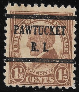 US Bureau Precancels: RI: Pawtucket; #582-43; 1½¢ 1923 Perf 10; PSS CV $30