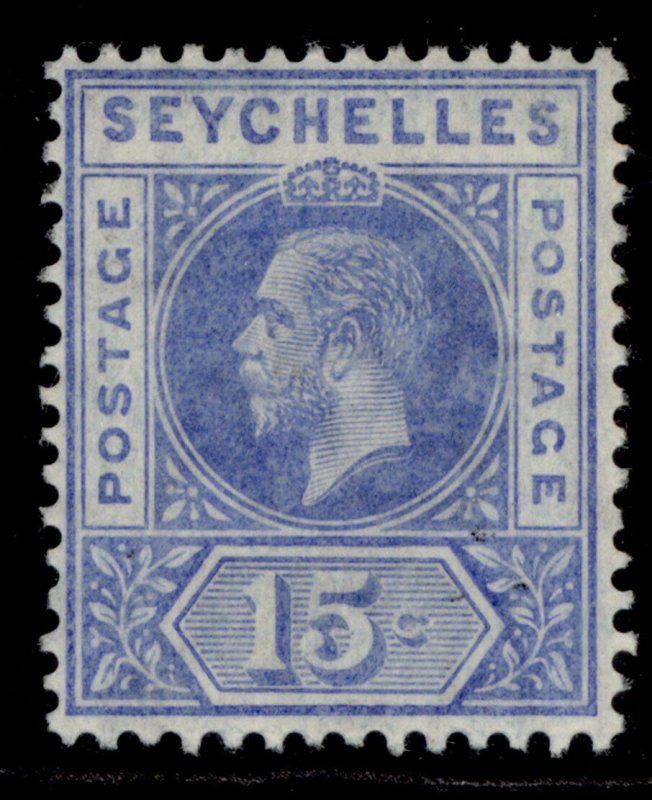 SEYCHELLES GV SG75, 15c ultramarine, M MINT. 