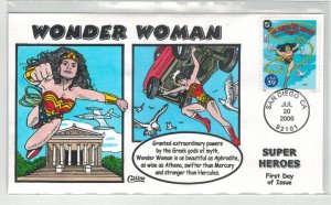 2006 COLLINS HANDPAINTED DC COMICS SUPERHEROES WONDER WOMAN COMIC BOOK STAMP