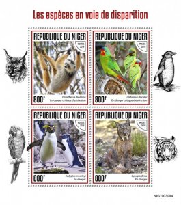 NIGER - 2019 - Endangered Species - Perf 4v Sheet - Mint Never Hinged