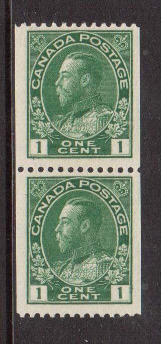 Canada #131 NH Mint Coil Pair