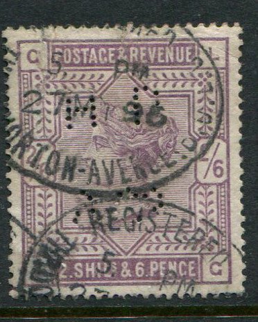 Great Britain #96 Used HPAP Perfin