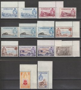 GIBRALTAR 1953/9 SG 145/58 & Shades MNH Cat £360