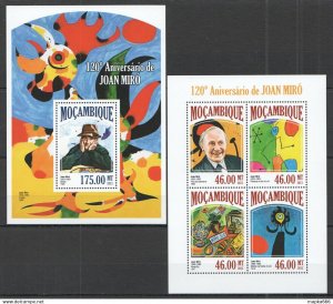 2013 Mozambique Art Paintings Joan Miro Kb+Bl ** St2535