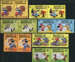 Maldive Islands #826-832 Disney Mickey Minnie Pluto Donald Chip Dale Pairs 1979