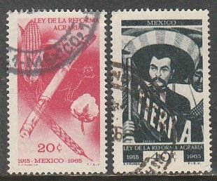 MEXICO 968-969 50th Ann of the Agrarian Reform Law Used. VF. (1304)