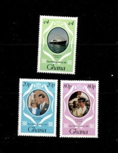 Ghana 1981 - Royal Wedding - Set of 3 Stamps - Scott #759-61 - MNH