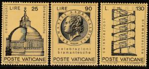 VATICAN 515-517, BRAMANTE, ARCHITECT. MINT, NH. F-VF. (418)