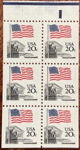 US #1896a MNH Bklt Pane of 6 w/Tab Flag Over Supreme Court SCV $3.00 L42