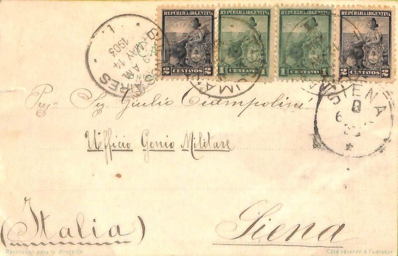 ac6412 - ARGENTINA - POSTAL HISTORY - Postcard  to ITALY  1903 Libertad Sentada