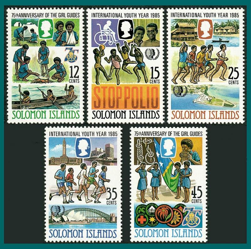 Solomon Islands 1985 Girl Guides, Youth Year, MNH #551-555,SG550-SG554