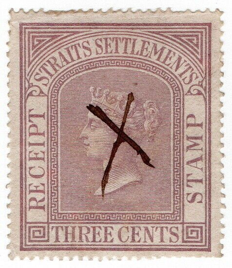 (I.B) Malaya (Straits Settlements) Revenue : Receipt 3c (1869)