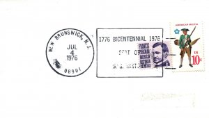 NEW BRUNSWICK NEW JERSEY JULY 4 1976 SPECIAL CANCEL SEAT OF U.S. FIRST CRY