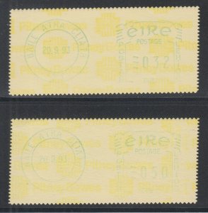 Ireland Hib PDL1-PDL2 MNH. 1993 32p & 50p Postage Meter Labels, fresh.
