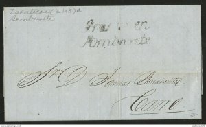 J) 1861 MEXICO, BLACK SEAL, COMPLETE LETTER, CIRCULATED COVER, INTERIOR MAIL WIT 