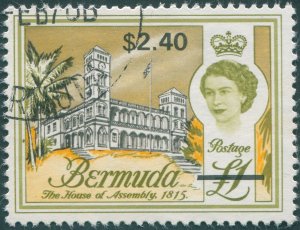 Bermuda 1970 $2.40 on £1 black, yellow-olive & yellow-orange SG248 used