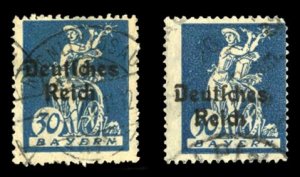 German States, Bavaria #260 (Mi. 123PFI-II) Cat€32, 1920 30pf dark blue, tw...